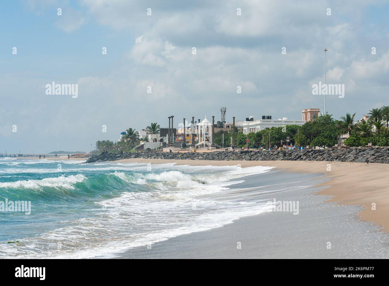 PONDICHERRY, INDIA - 13th October 2022: Panorama of the city seen from the beach Stock Photo