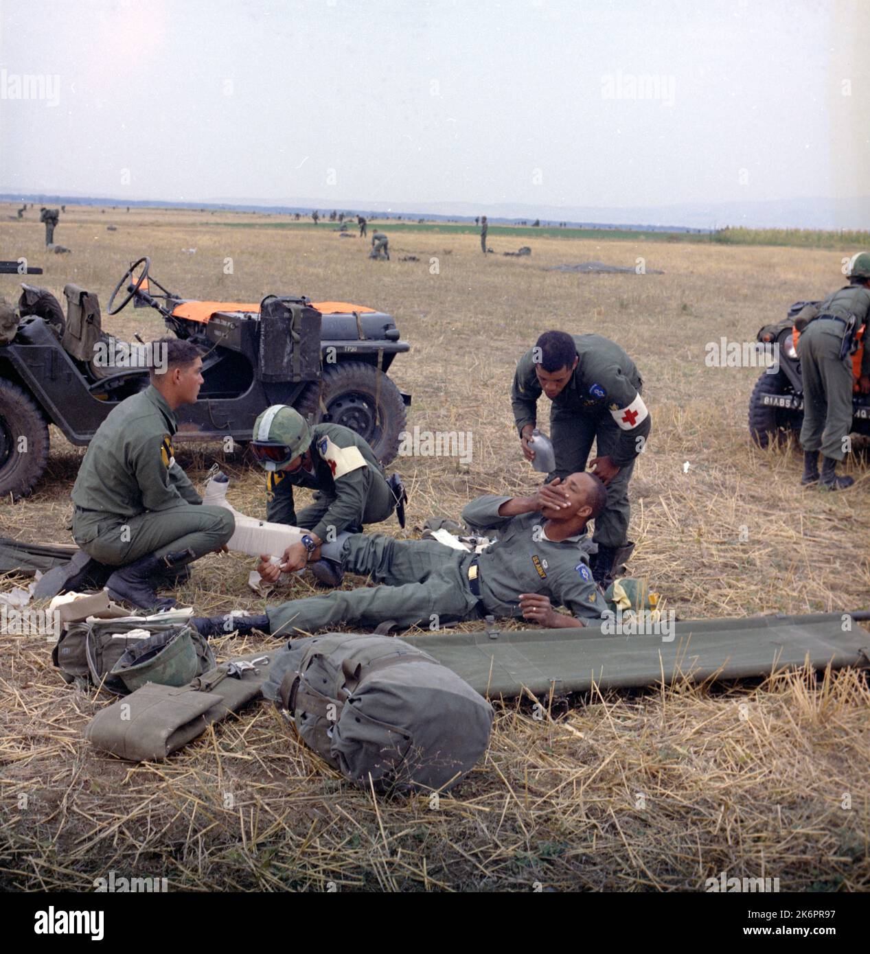 Crew Chief Guides a UH-1 Medical Evacuation Helicopter to a Landing ...