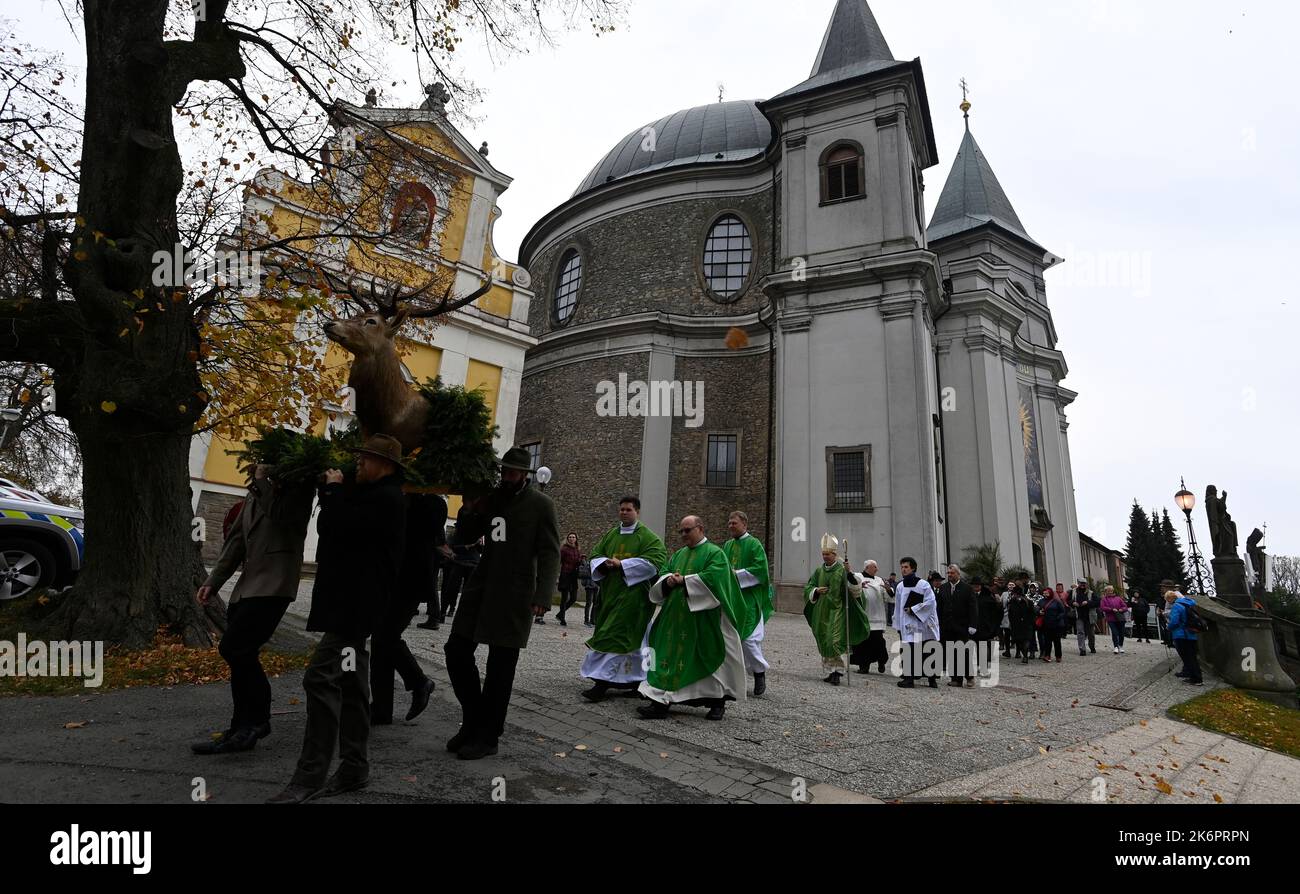 Chvalcov, Czech Republic. 15th Oct, 2022. Saint Hubert pilgrimage of hunters in Holy Hostyn, Czech Republic, October 15, 2022. Credit: Dalibor Gluck/CTK Photo/Alamy Live News Stock Photo