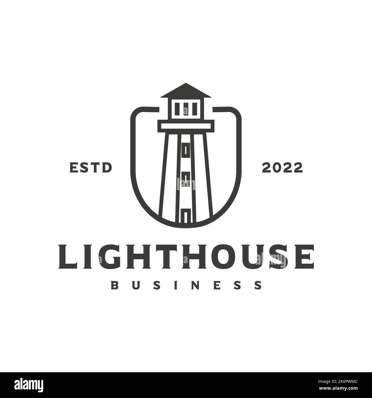 Vintage Lighthouse Searchlight Beacon Tower Island Beach logo design
