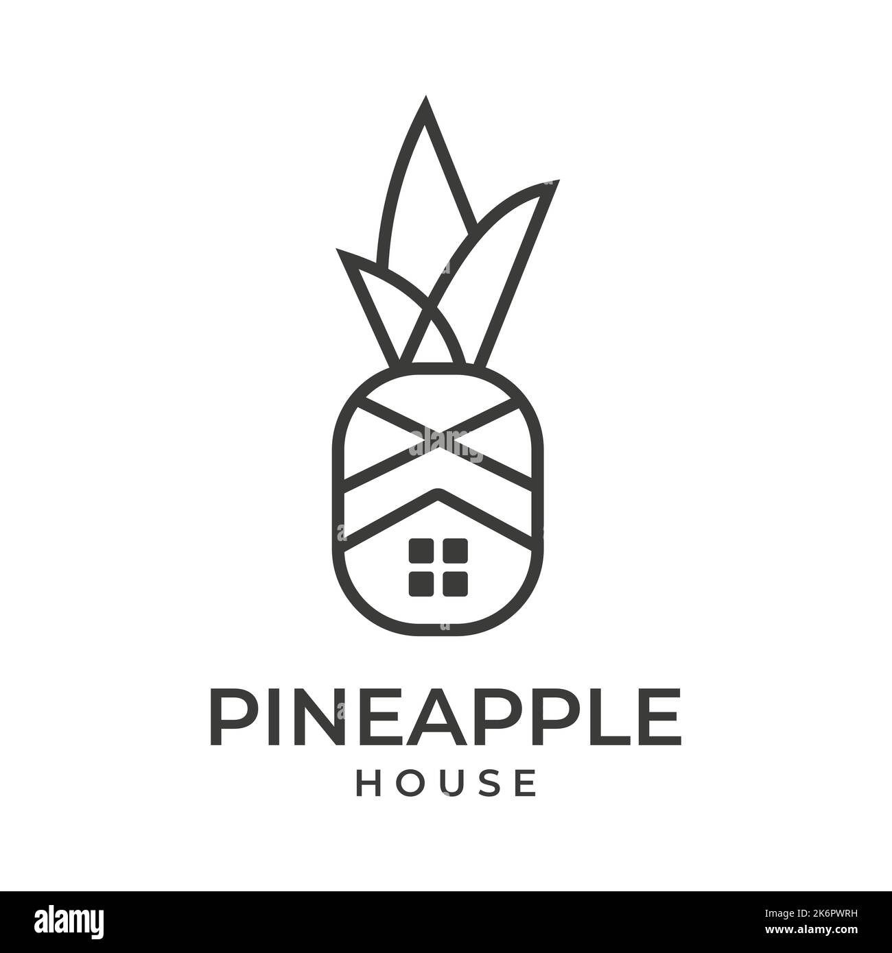 pineapple design logo combination of symbols, house icon in real estate graphic art Abstract graphic illustration of pineapple in the form of a house Stock Vector