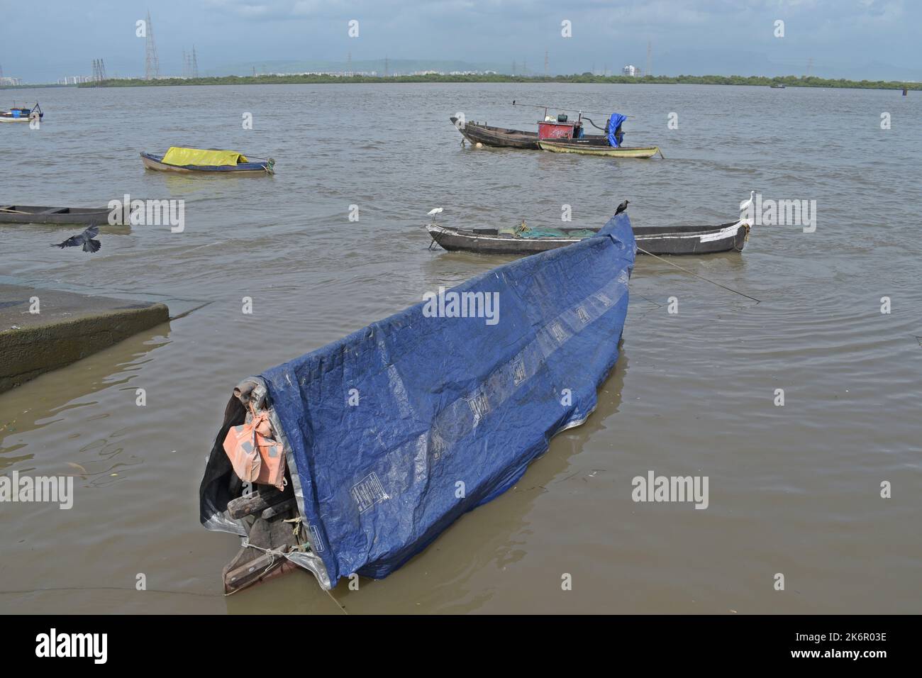 Fishing boat in Bombay Harbour , Bombay Mumbai , Maharashtra , India