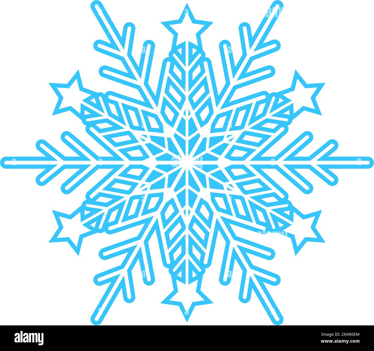 Simple snowflake made of blue lines. Festive decoration for New Year ...