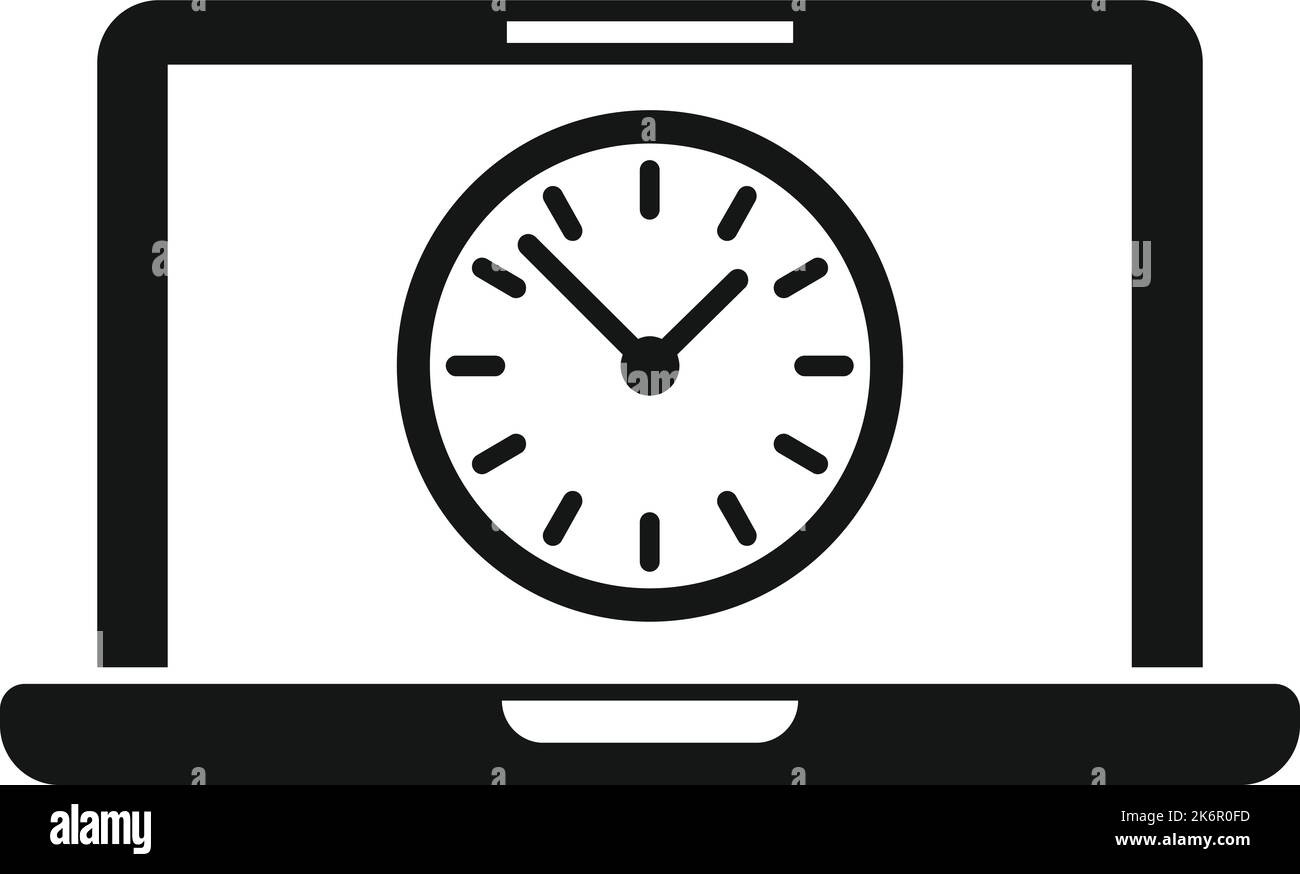 Laptop work hours icon simple vector office time home balance stock