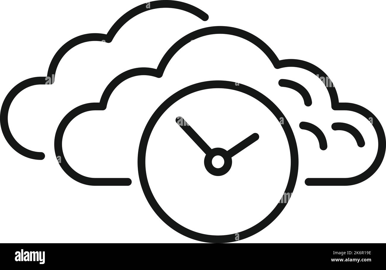 Work cloud hour icon outline vector office time clock home stock