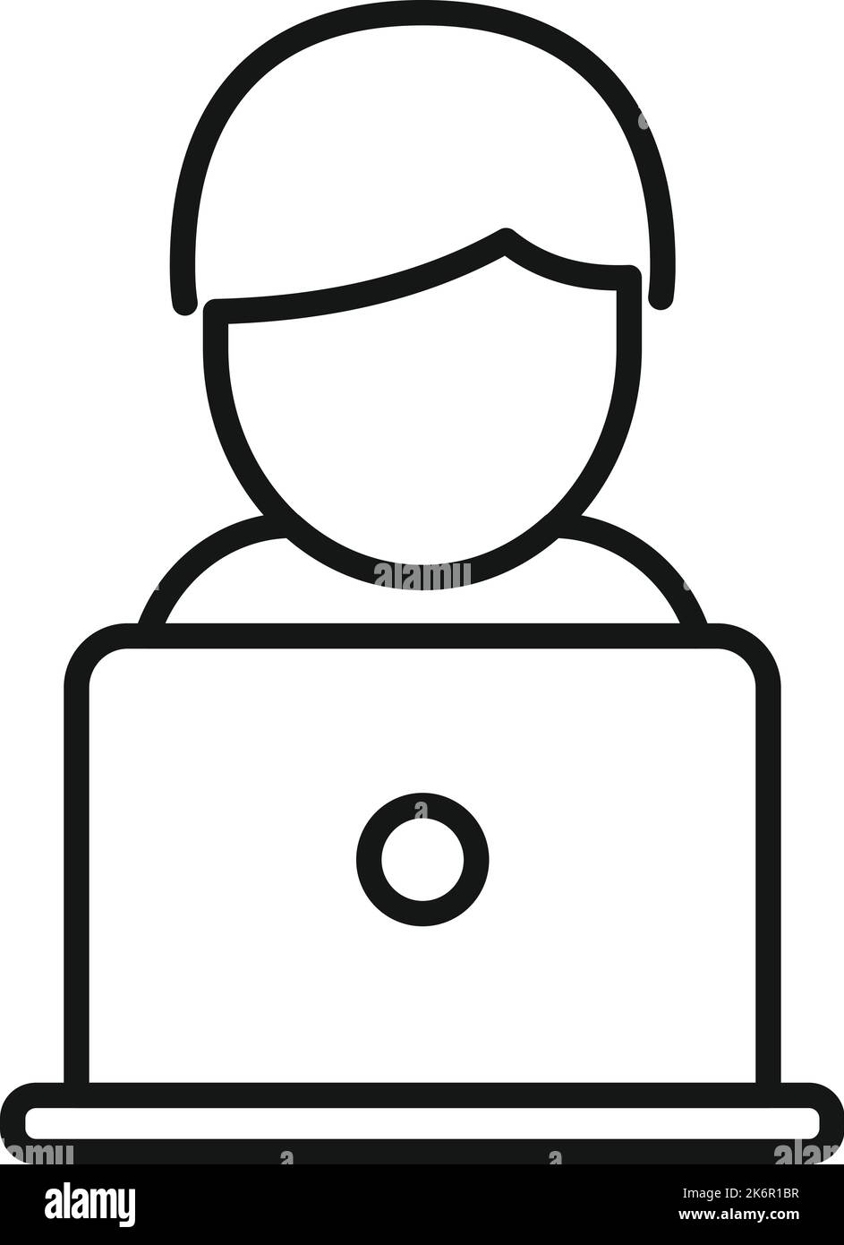 Remote laptop worker icon outline vector. Work time. Job clock Stock Vector
