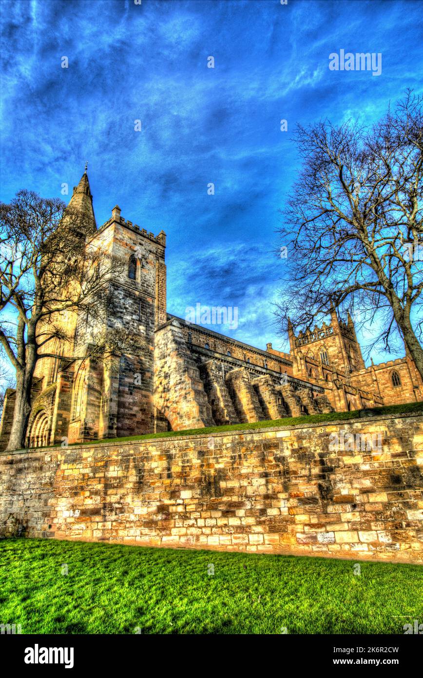 City of Dunfermline, Scotland. Artistic view of the western and southern façade of Dunfermline Abbey. Stock Photo