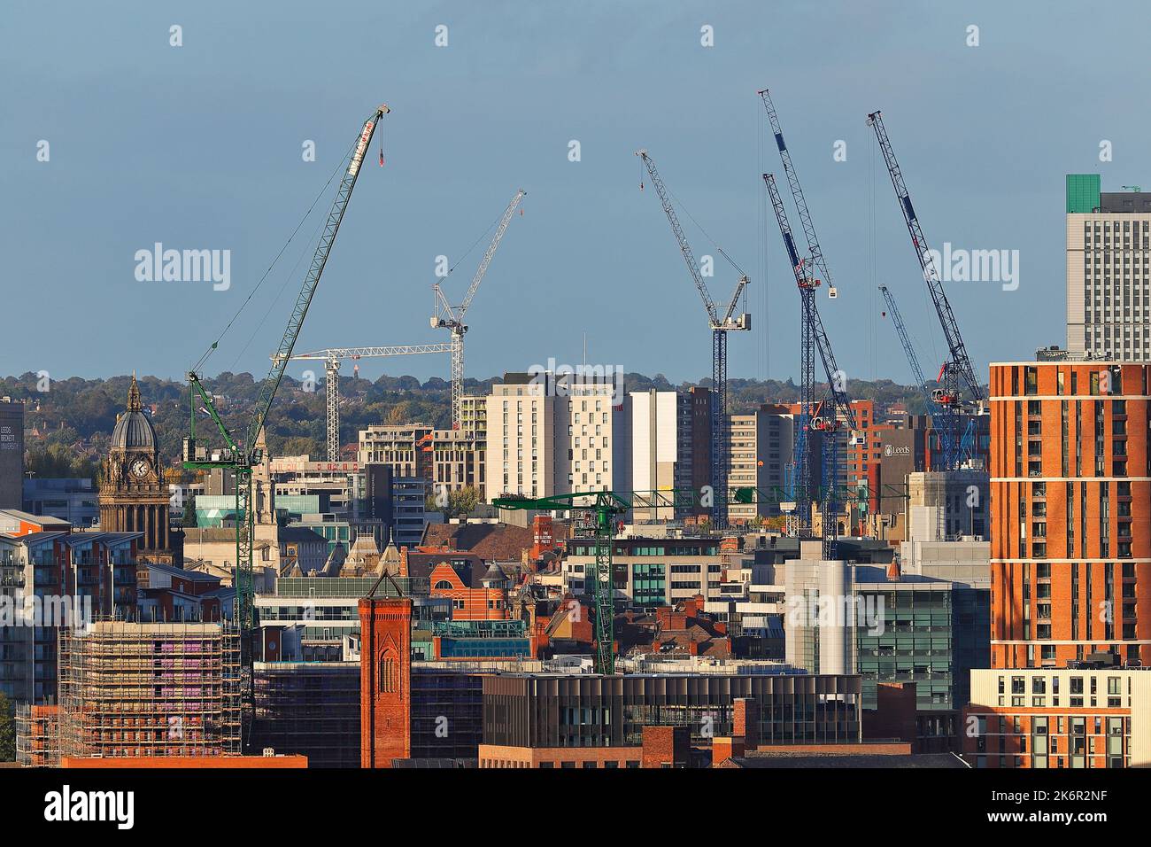 Tower cranes on various developments in Leeds City Centre. Leeds Town
