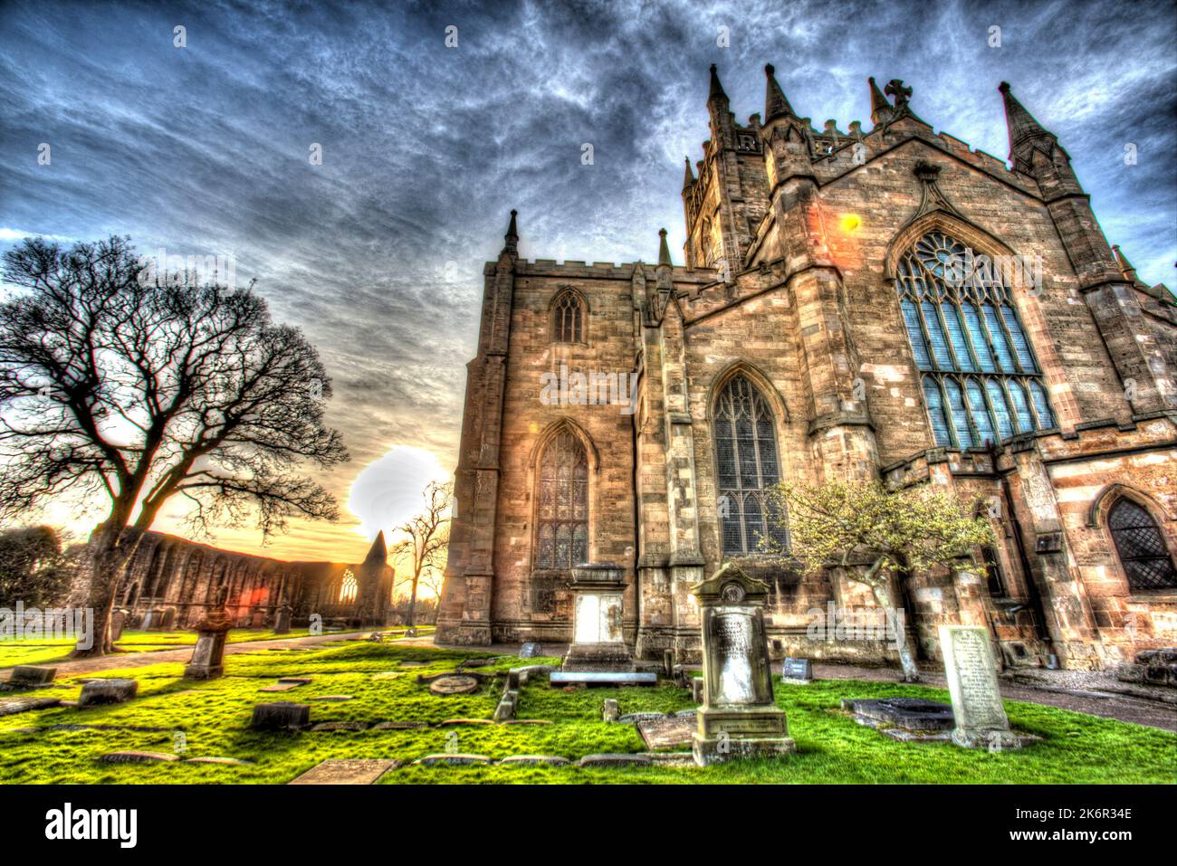 City of Dunfermline, Scotland. Artistic view of the eastern façade of