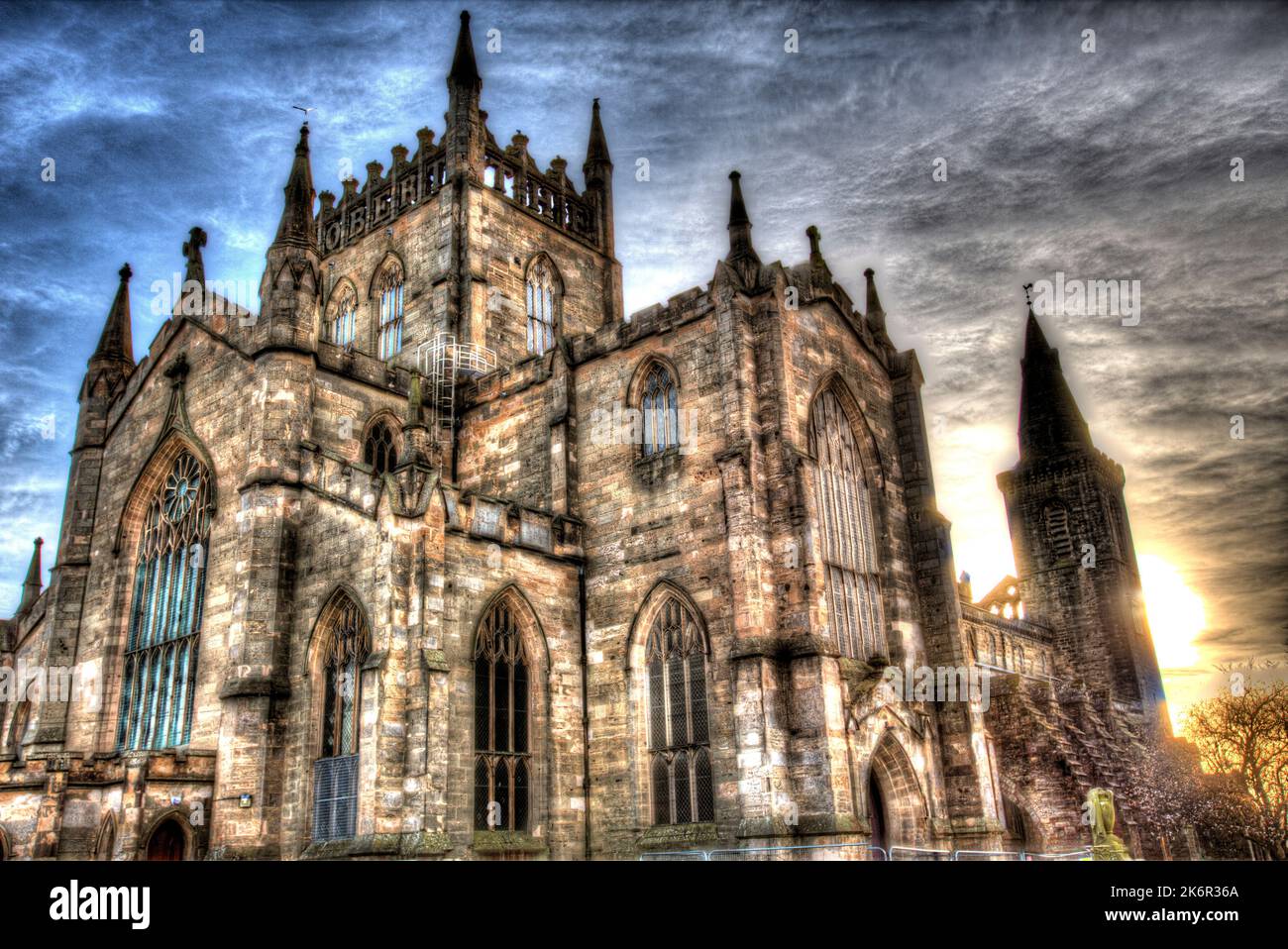City of Dunfermline, Scotland. Artistic view of the northern façade of Dunfermline Abbey. Stock Photo