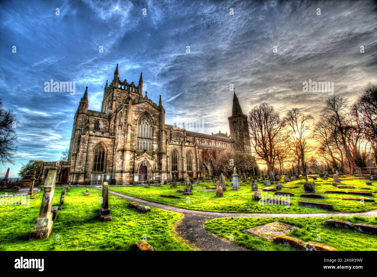 City of Dunfermline, Scotland. Artistic view of the Northern façade of