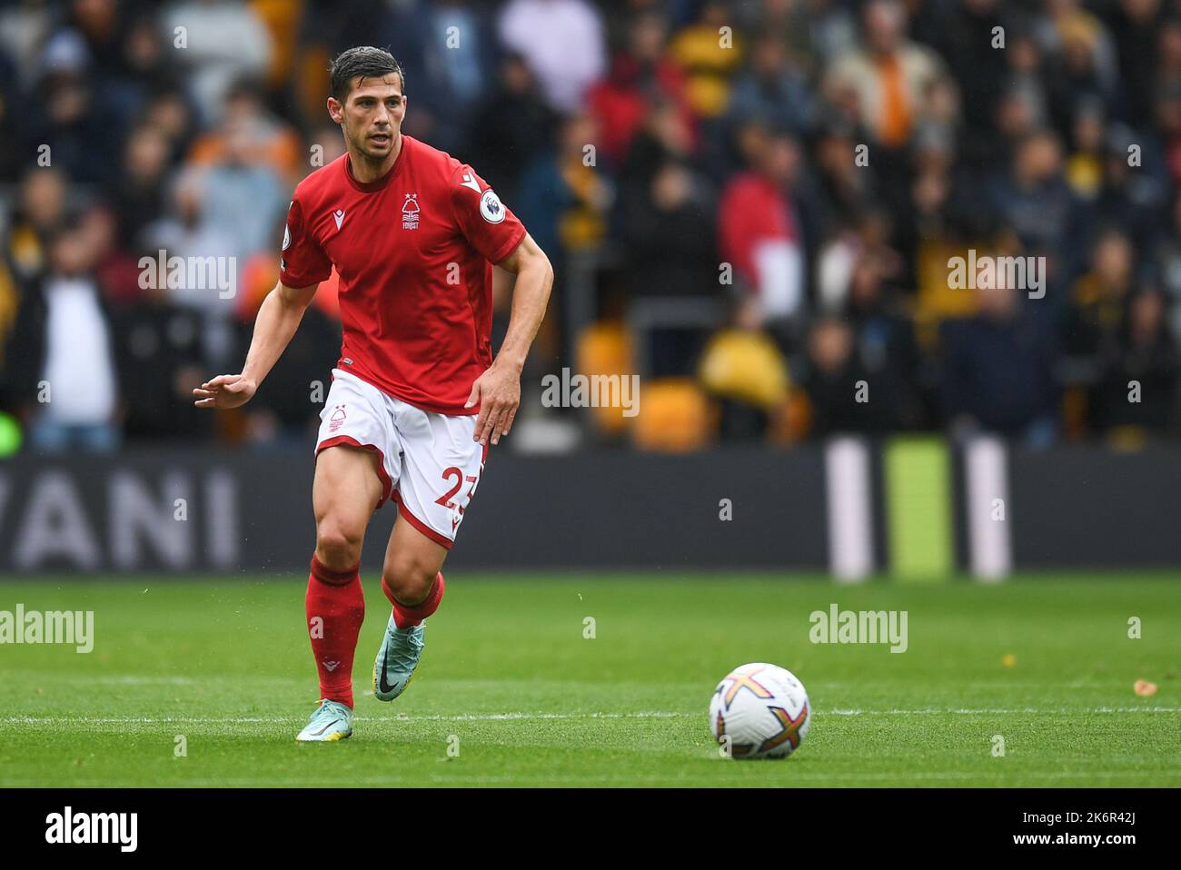 Remo Freuler #23 of Nottingham Forest during the Premier League match Wolverhampton Wanderers vs Nottingham Forest at Molineux, Wolverhampton, United Kingdom, 15th October 2022  (Photo by Mike Jones/News Images) Stock Photo