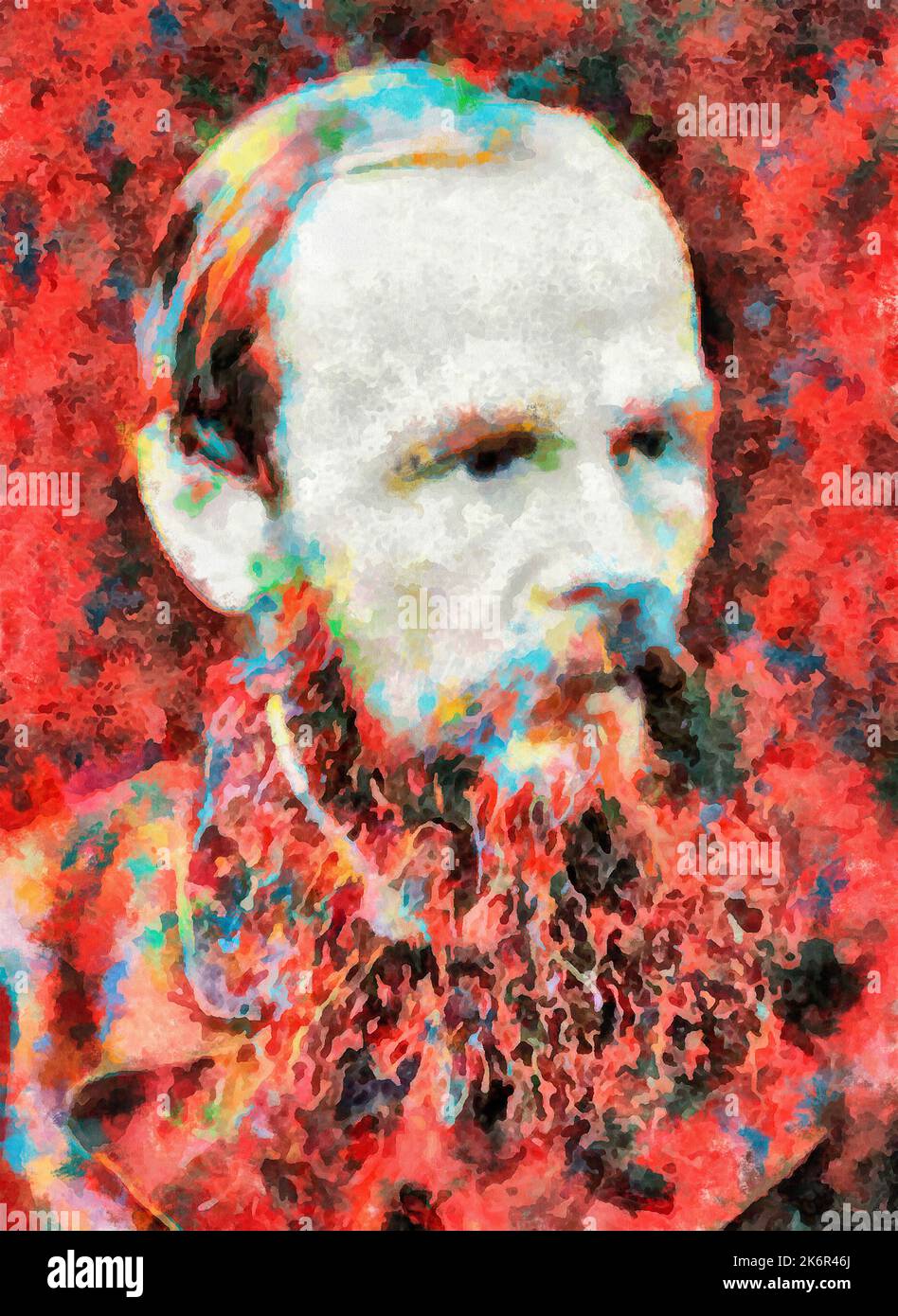 Illustrations Portrait Fyodor Mikhailovich Dostoevsky, Russian writer