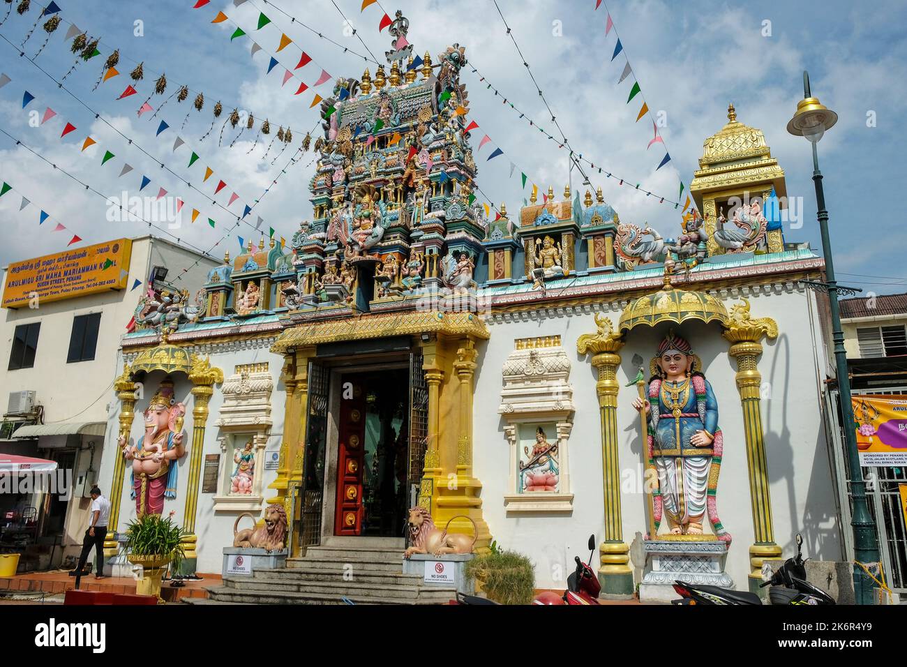George Town, Malaysia - October 2022: Views of the Sri Mahamariamman Temple, one of the oldest Hindu temples in Penang on October 11, 2022. Stock Photo