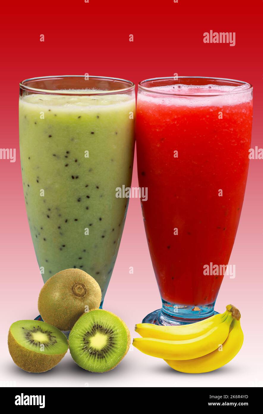 Summer Fresh Kiwi Juice in Glass Stock Photo