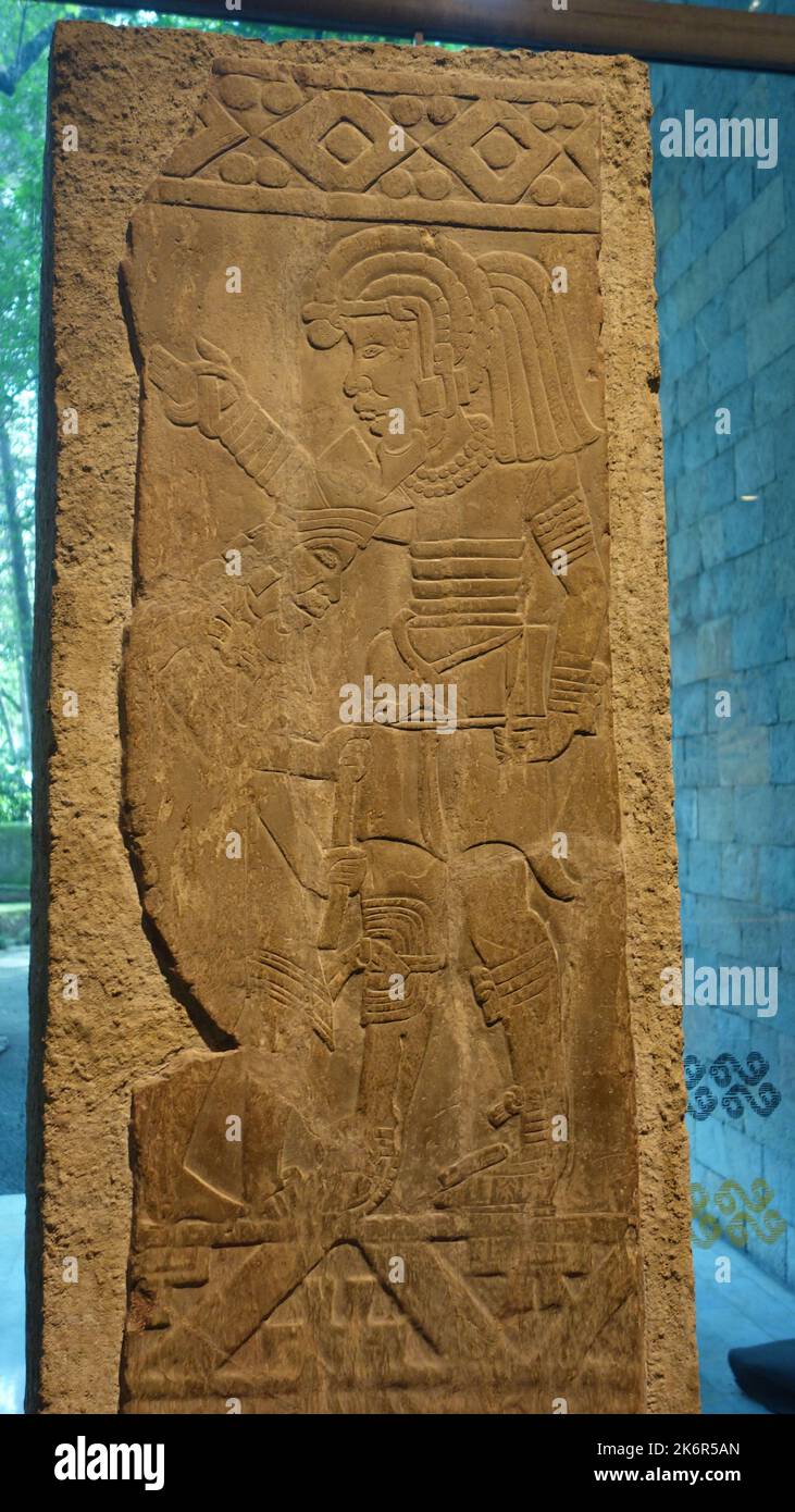 Tombstone of Tepatlaxco, Olmeca Culture. Museo Nacional de Antropologia Stock Photo