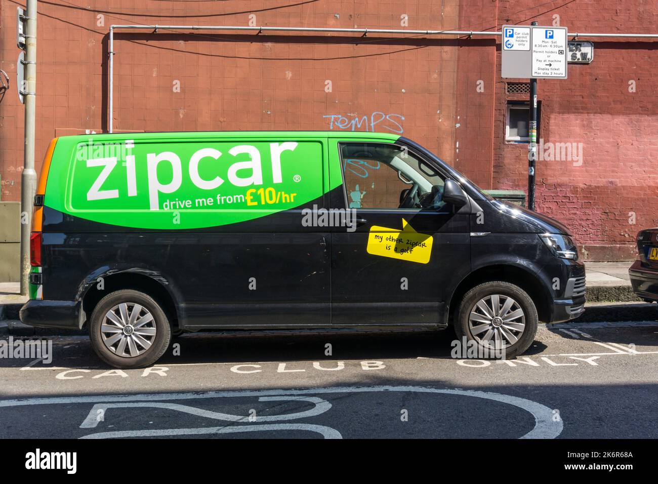 A Zipcar selfdrive VW Transporter Zipvan parked in South London Stock