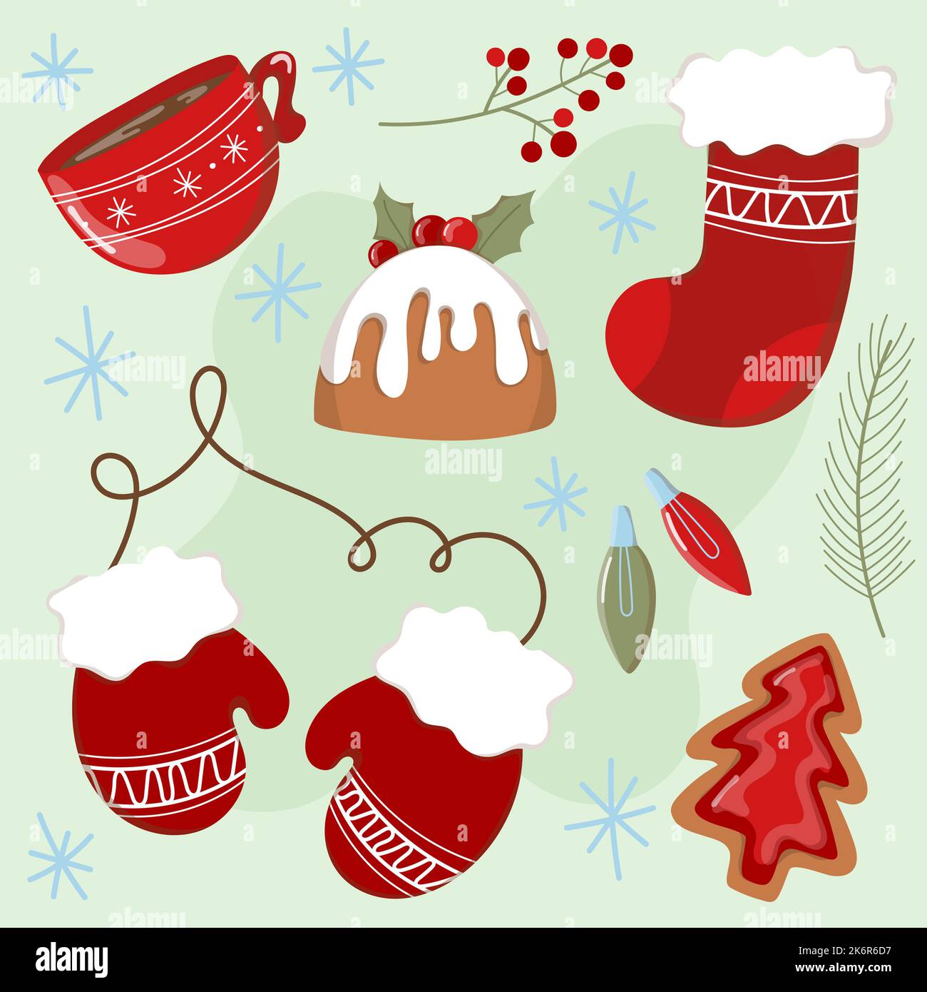 Set of Christmas or New Year elements. Cute cozy hand drawn vector clip ...