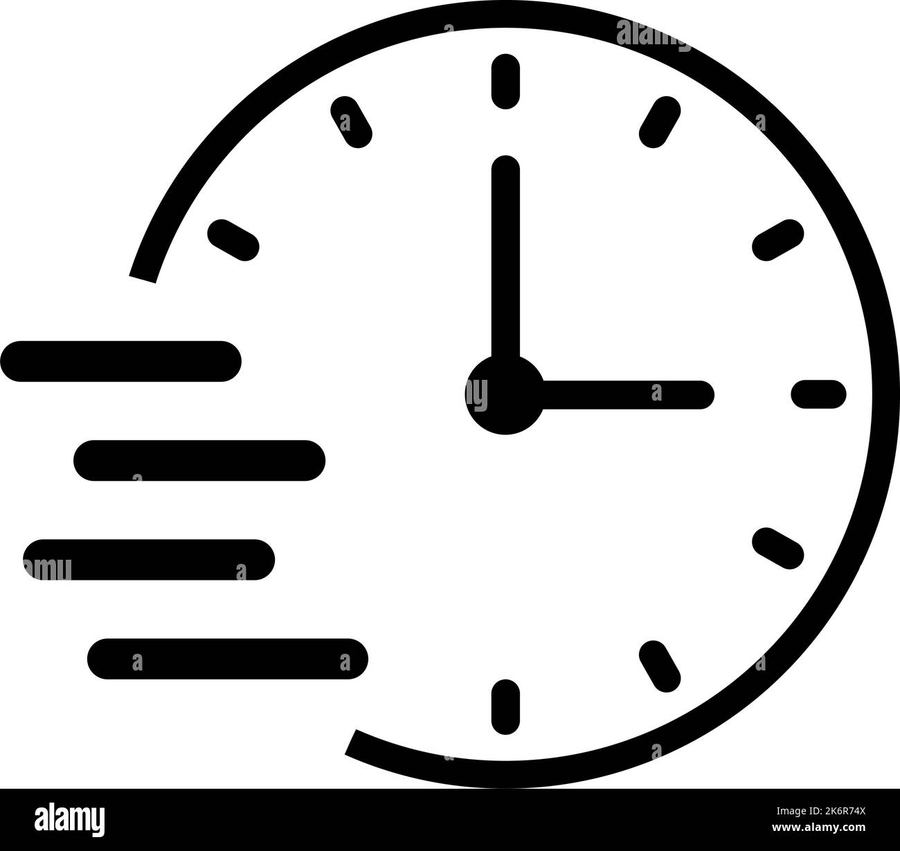 Fast flying time, round clock icon, white transparent clock face arrow icon round icon - Vector illustration Stock Vector