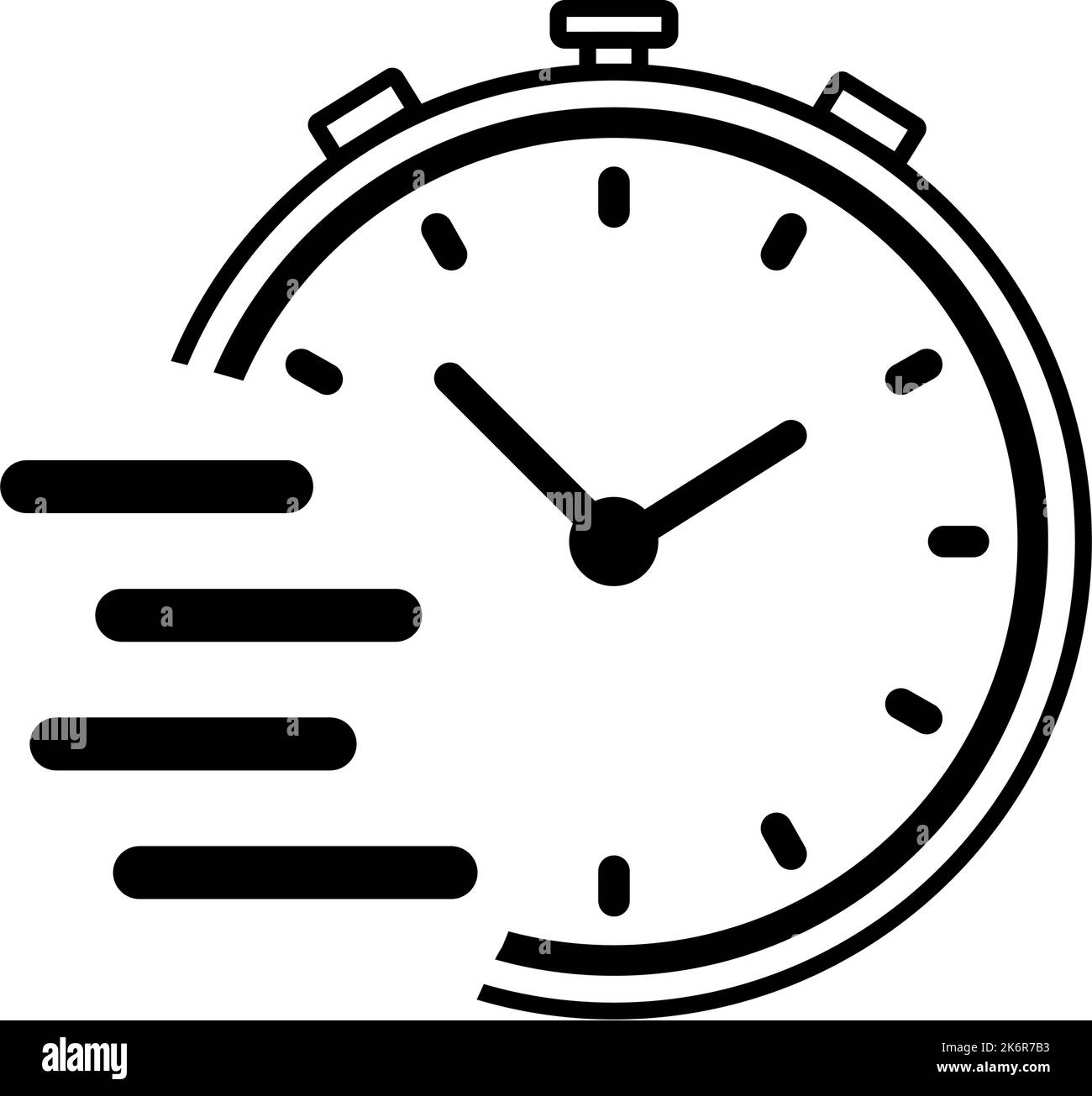 Fast flying time, round clock icon, white transparent clock face arrow icon round icon - Vector illustration Stock Vector