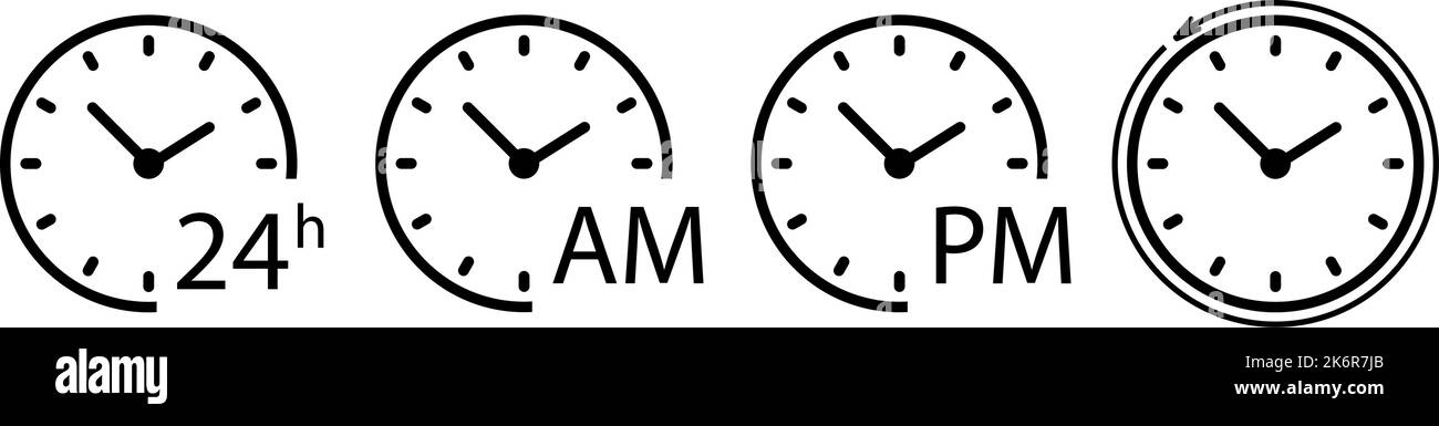 Time and round clock icon set, circle arrow icon - Vector illustration ...