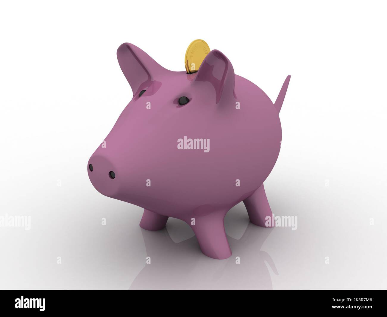 3d rendering goin coin in piggy bank Stock Photo - Alamy