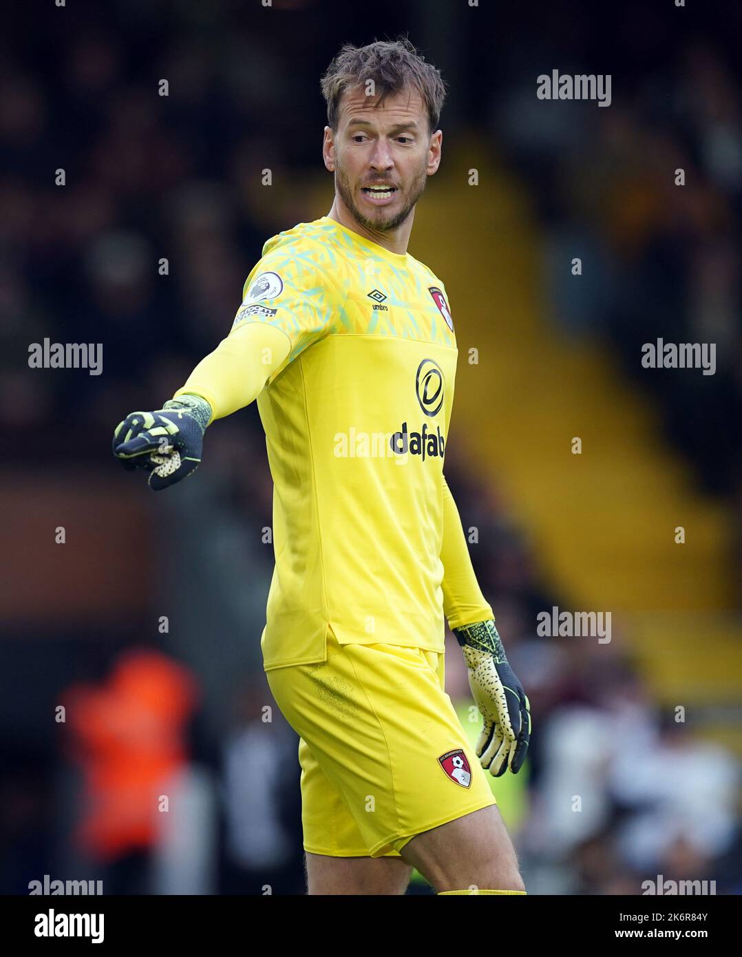 Bournemouth goalkeeper Murara Neto during the Premier League match at Craven Cottage, London. Picture date: Saturday October 15, 2022. Stock Photo