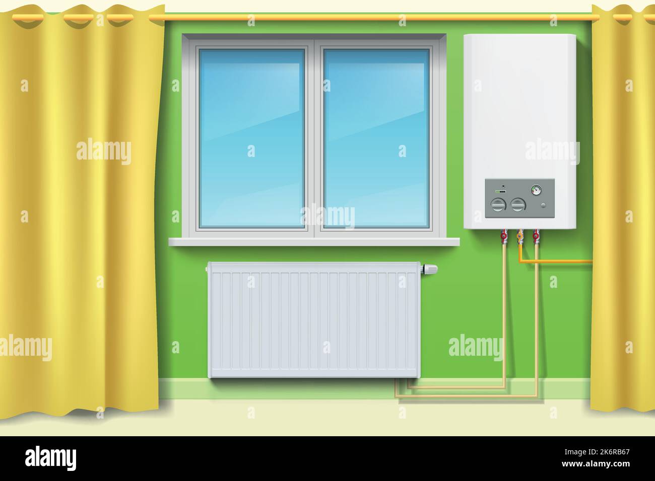 a realistic individual heating system front view Stock Vector