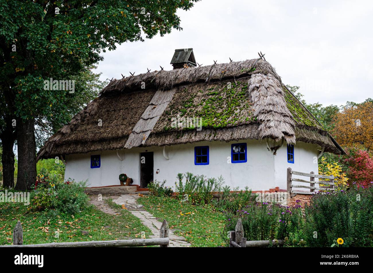Ancient traditional ukrainian rural house in Pyrohiv (Pirogovo) village