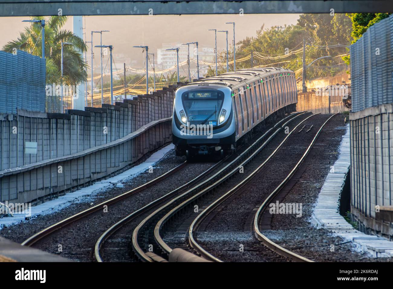 subway train in Rio de Janeiro, Brazil - September 07, 2022: subway train arriving at a station in Rio de Janeiro. Stock Photo