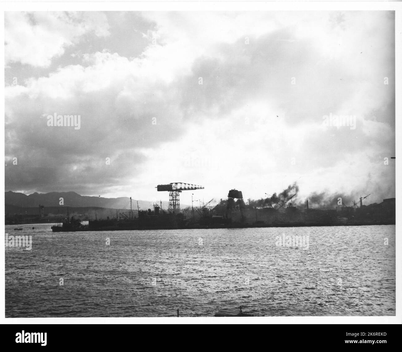 Photograph of View of 10-10 Dock From NAS Pearl Harbor after Japanese ...
