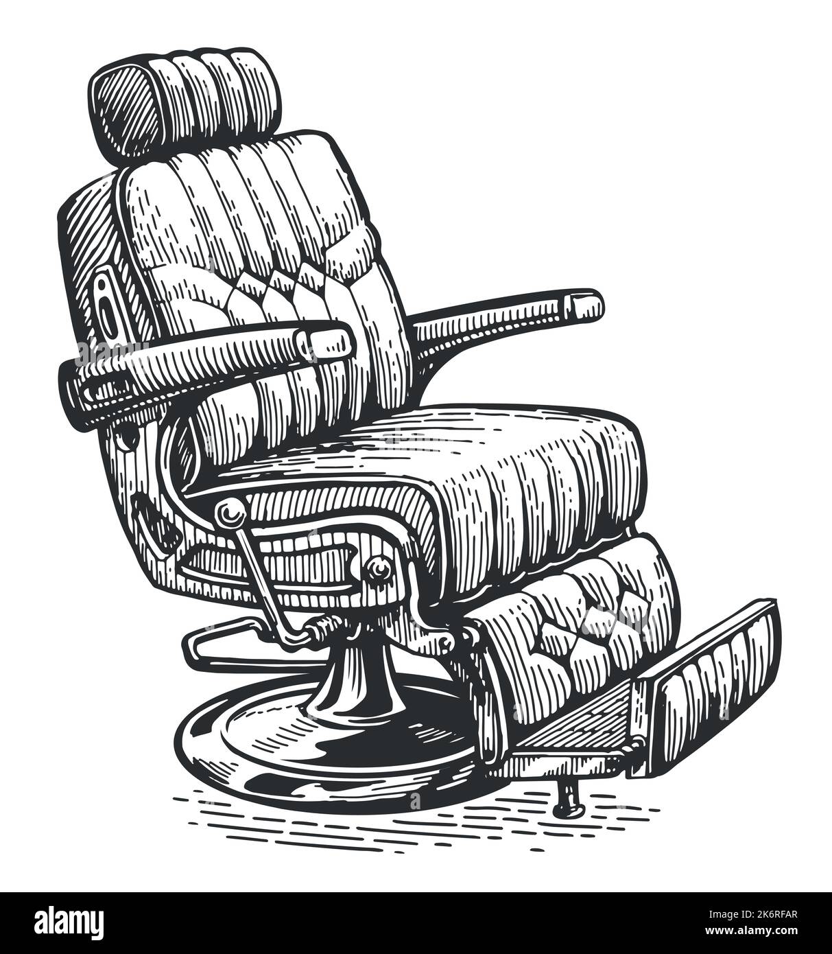 Retro barber chair sketch. Male beauty salon concept. Vector