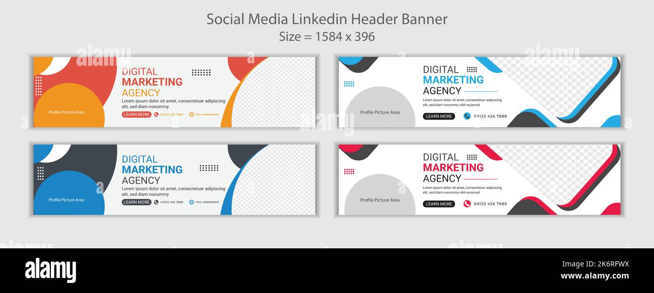 LinkedIn profile Banner template Design for digital marketing agency Stock Vector