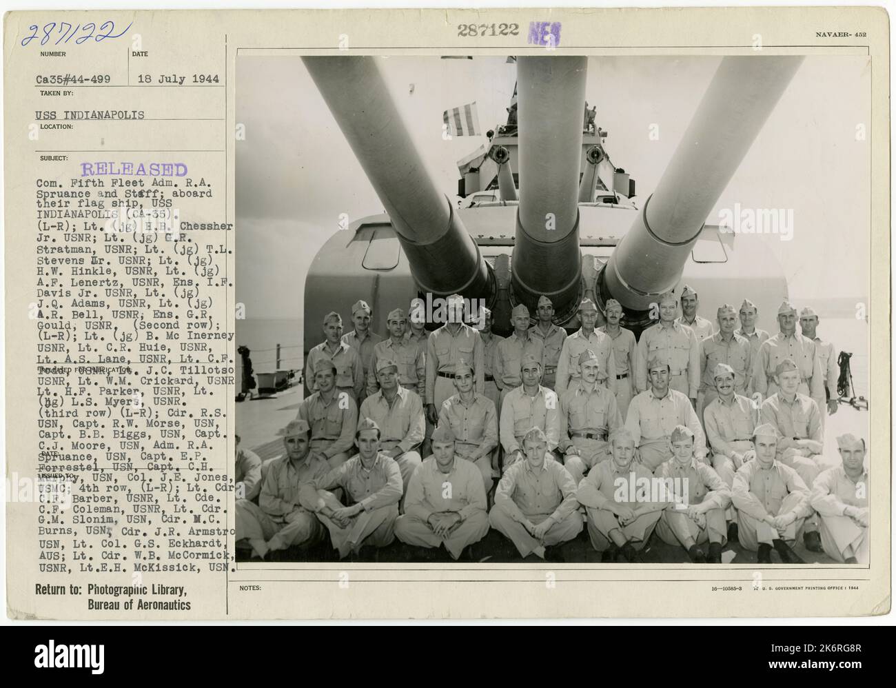 Group Photograph Taken on the USS Indianapolis (CA-35)Commanding Fifith ...