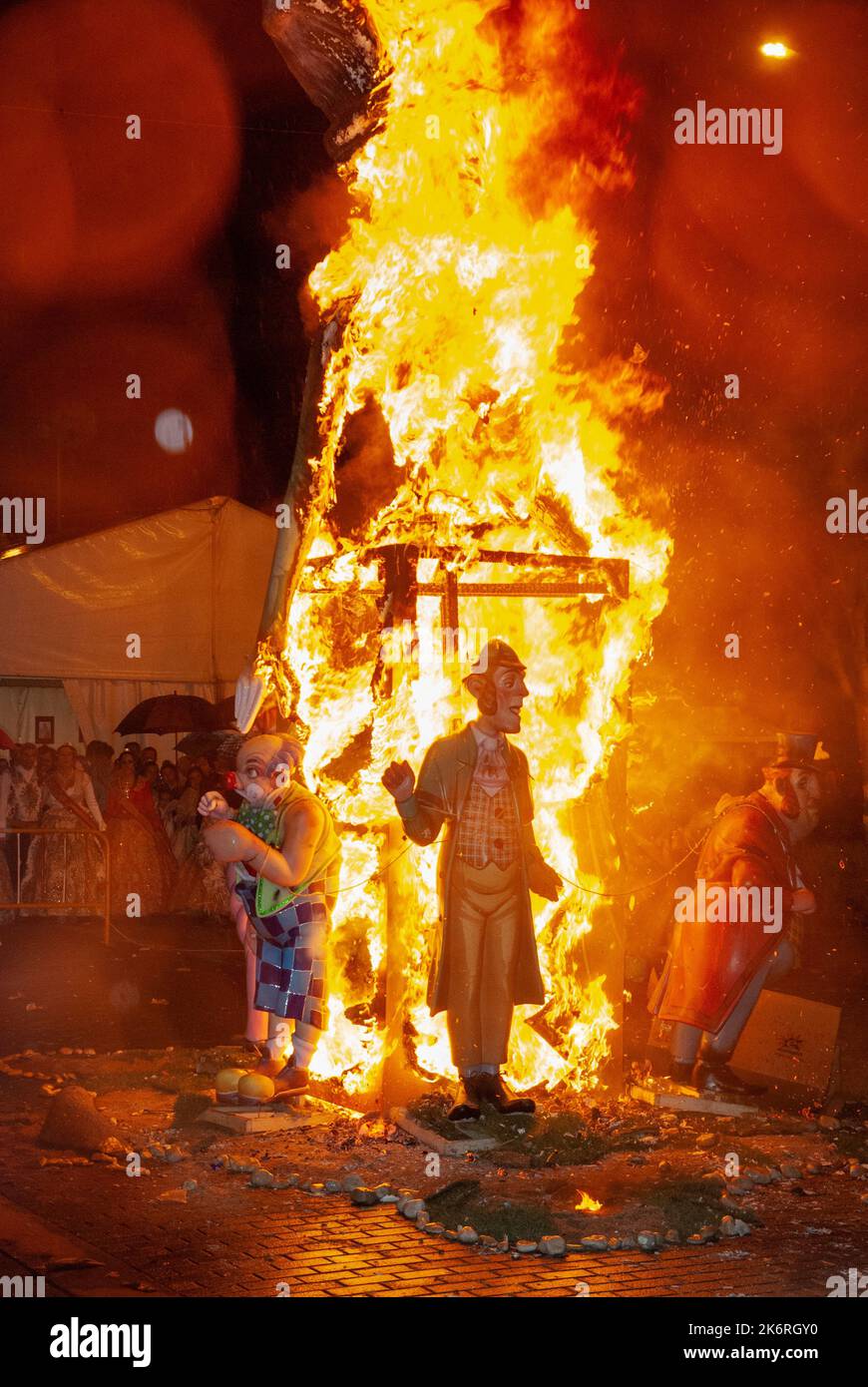 Burning papiermâché figures at The Fallas (Bonfire Festivals), Denia