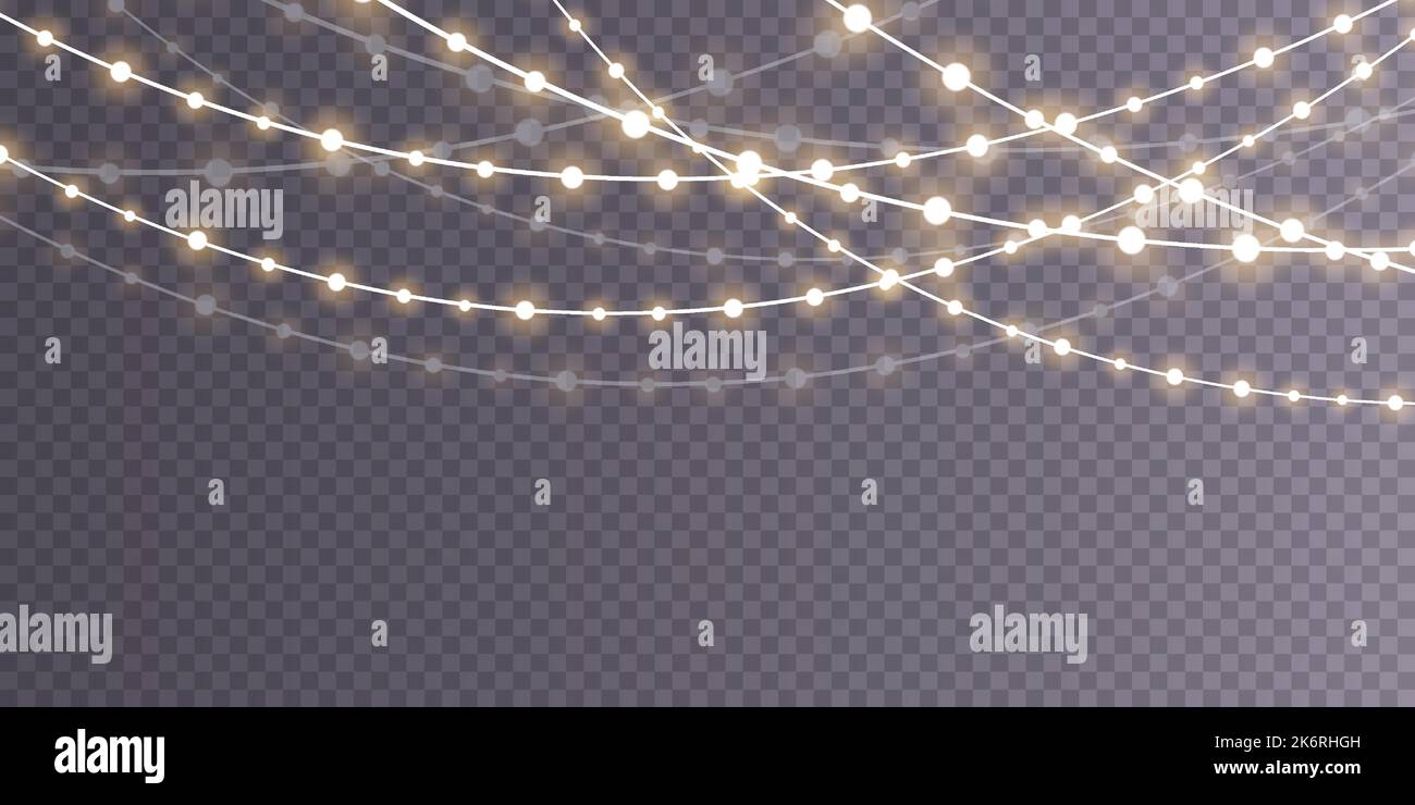 Christmas lights isolated on transparent background. Set of golden ...