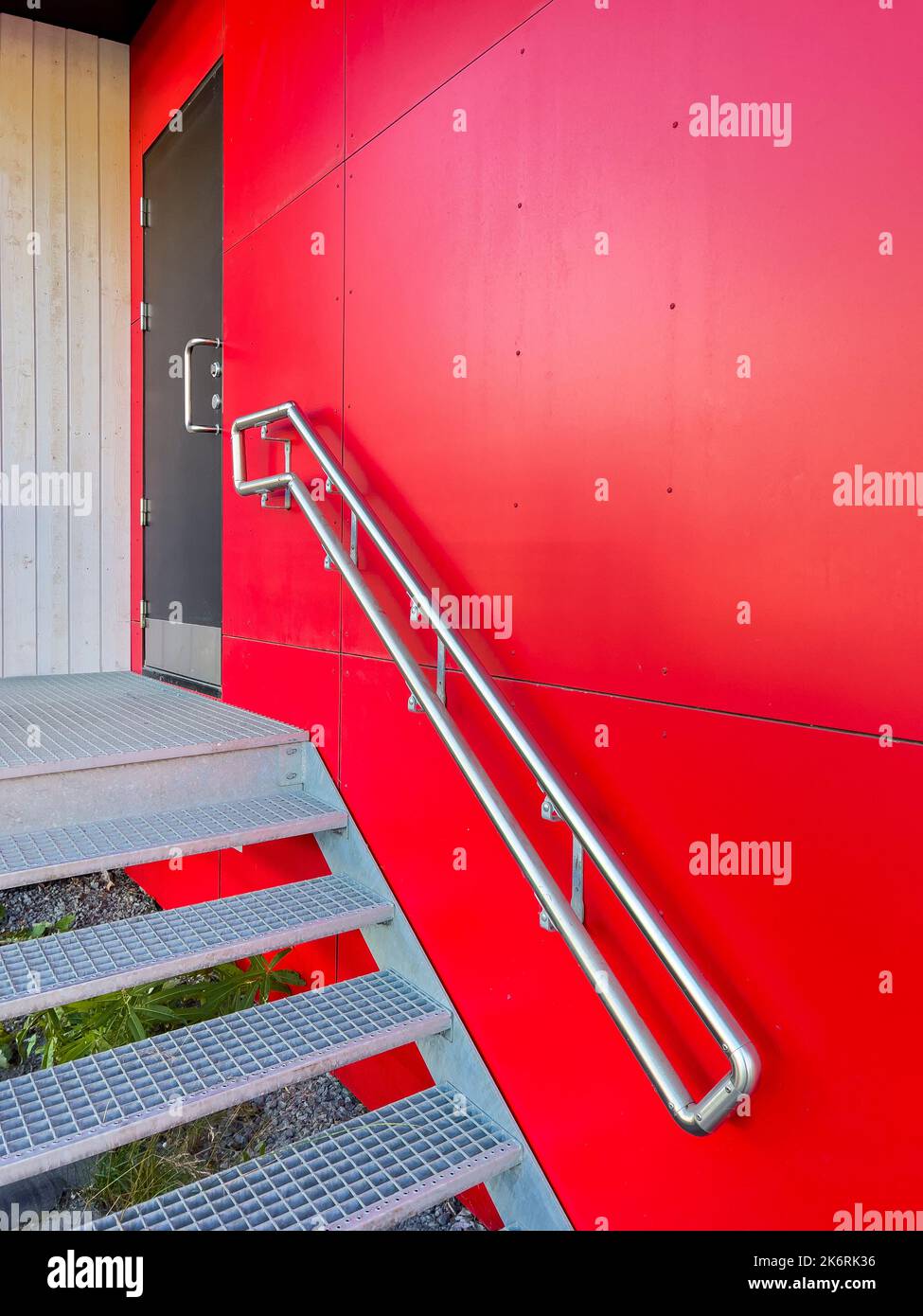 Red modern exterior stairs - stock photo Stock Photo