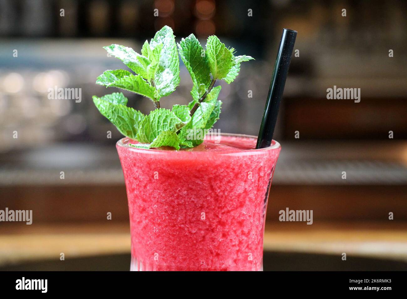 Macrophotographie of popular summer fruit coctail close-up. Stock Photo