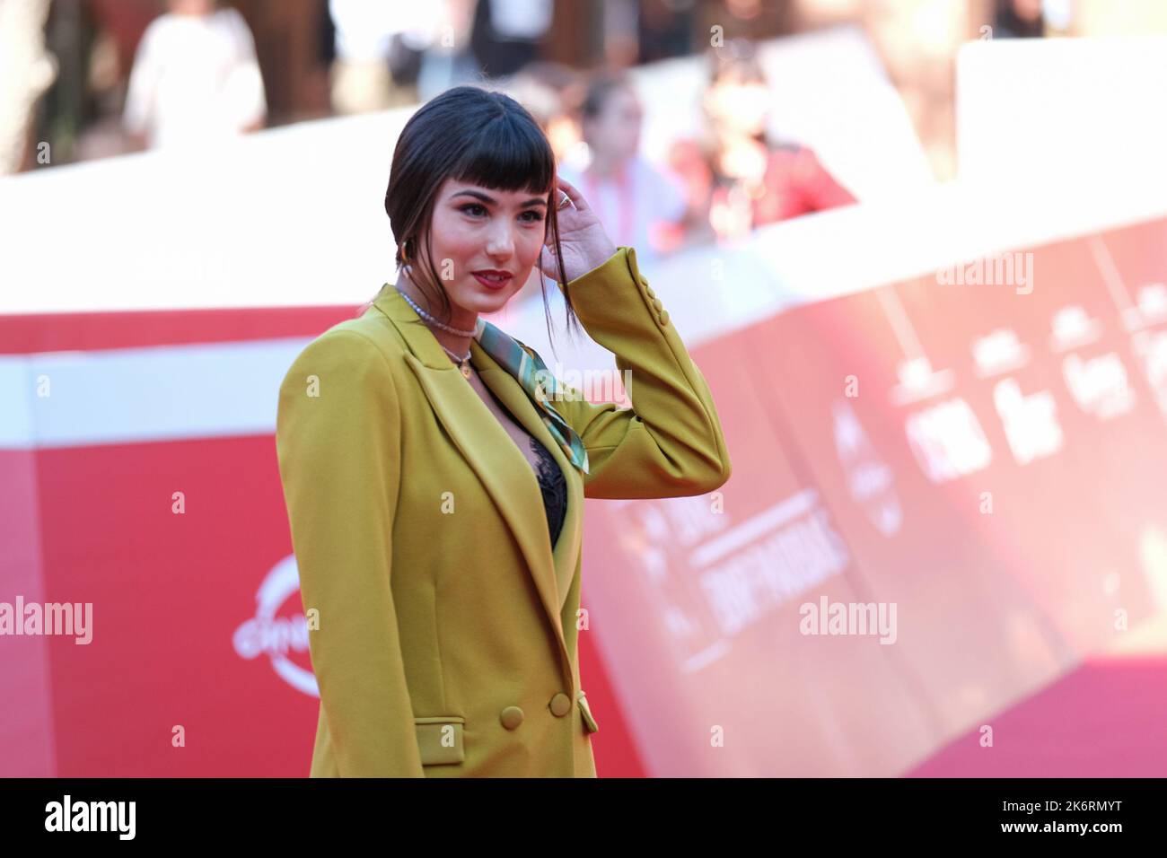 Rome, Italy. 15th Oct, 2022. Giorgia Soleri for 'Corpo libero' TV series on red carpet during the 3rd day of the Rome Film Festival. She wears a suit 'Dixie'. (Photo by Elena Vizzoca/Pacific Press) Credit: Pacific Press Media Production Corp./Alamy Live News Stock Photo