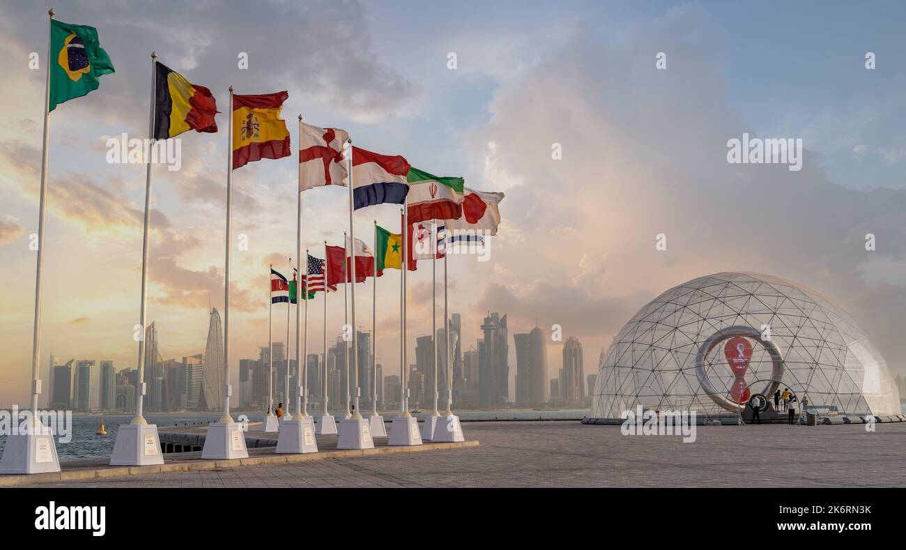 Doha,Qatar October 10, 2022 Qatar FIFA official count down clock and