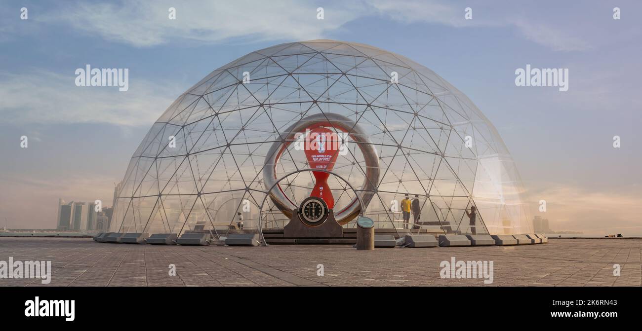 Doha,Qatar October 10, 2022 Qatar FIFA official count down clock and