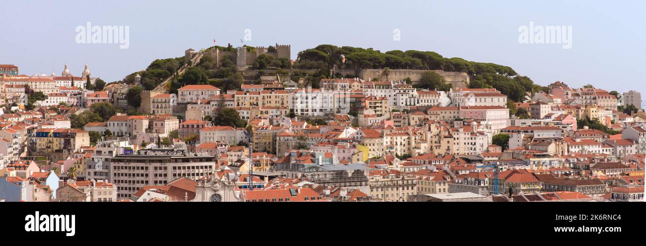 View of Lisbon Portugal with Castelo Sao Jorge Stock Photo