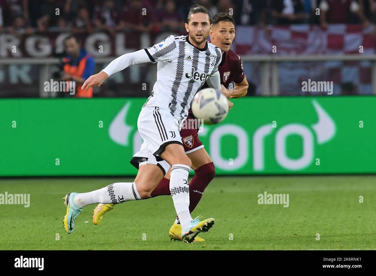 Torino, Italy. 15th Oct, 2022. Adrien Rabiot of Juventus FC and Sasa ...