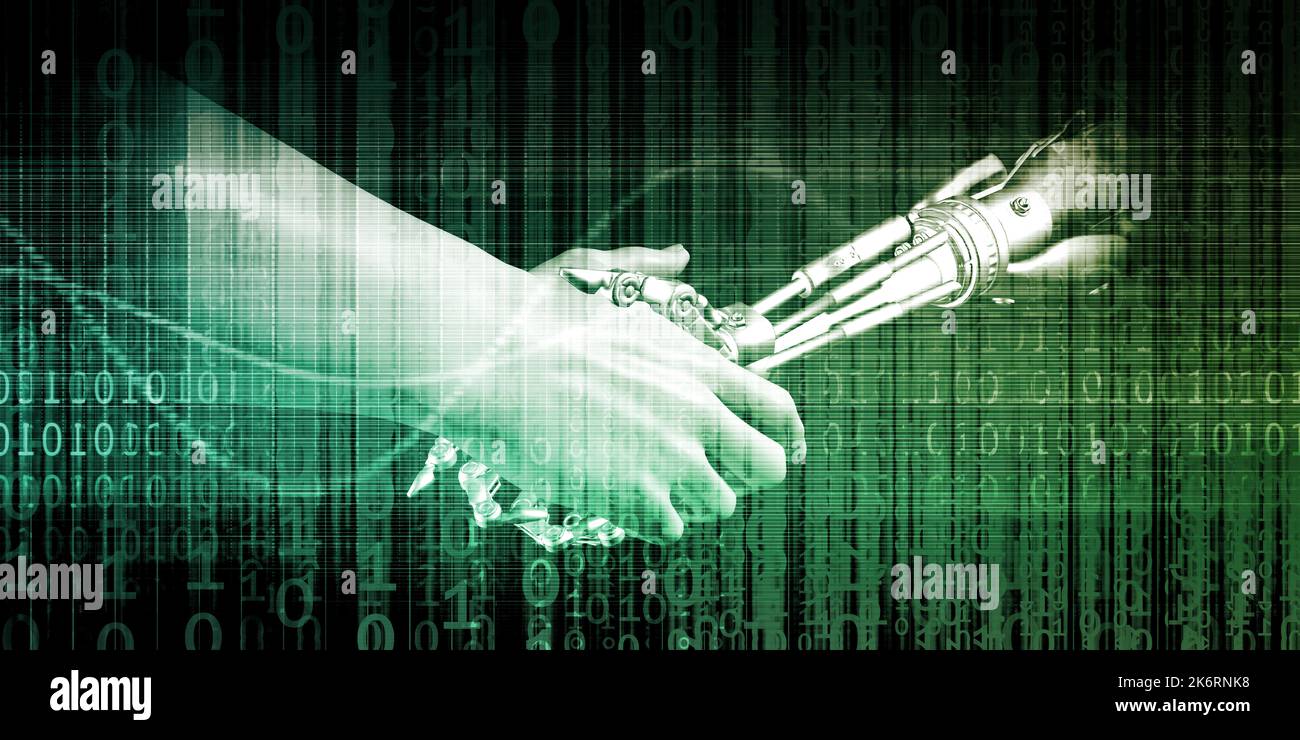 Human Integration with Technology as Transhumanism Concept Stock Photo