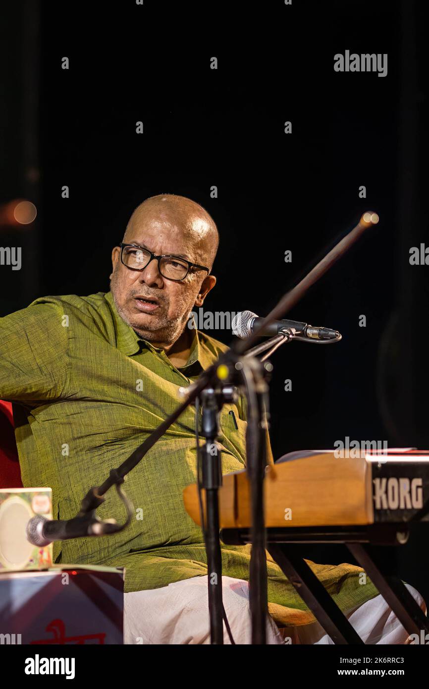 Kabir Suman, an Indian music director, songwriter, singer, composer, politician, and former journalist performing live at Engineer’s Institute or Institute of Engineers, Bangladesh (IEB). (Photo by Sazzad Hossain / SOPA Images/Sipa USA) Stock Photo