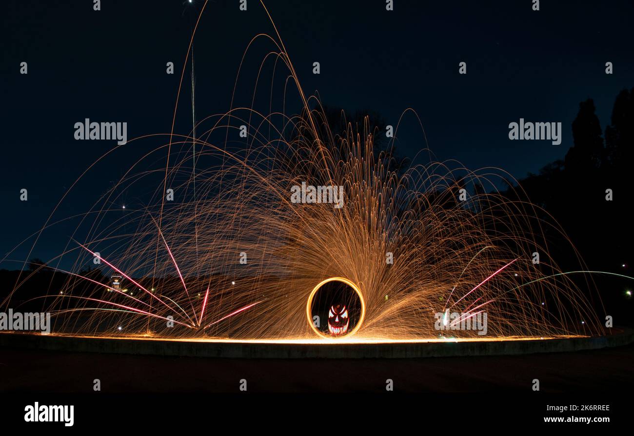 Steel wool Firework Fun with fire and burning steel Lightpainting