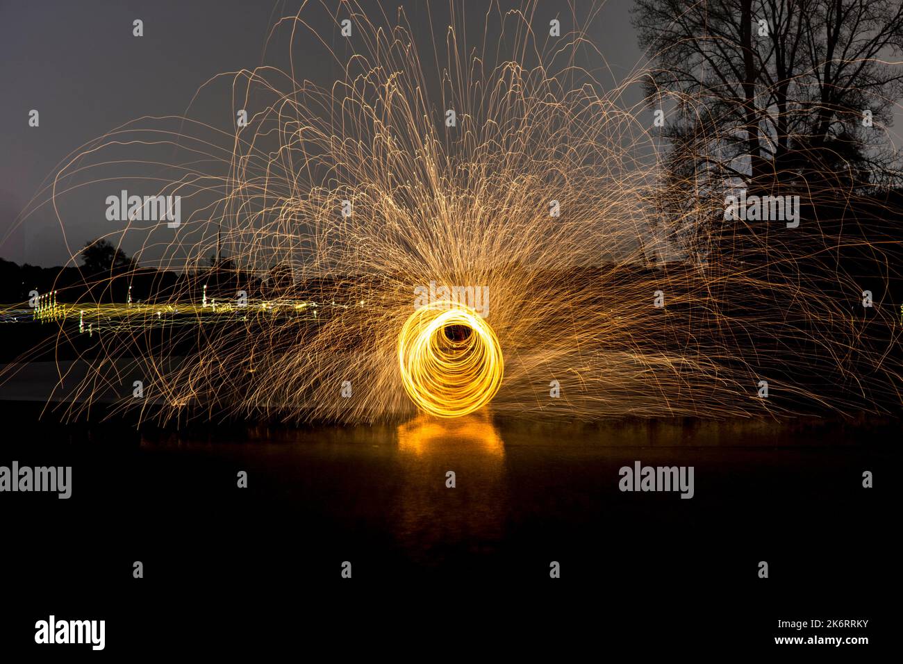 Steel wool Firework Fun with fire and burning steel Lightpainting