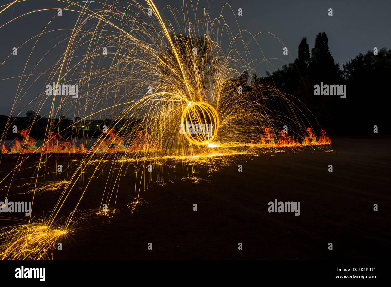 Steel wool Firework Fun with fire and burning steel Lightpainting