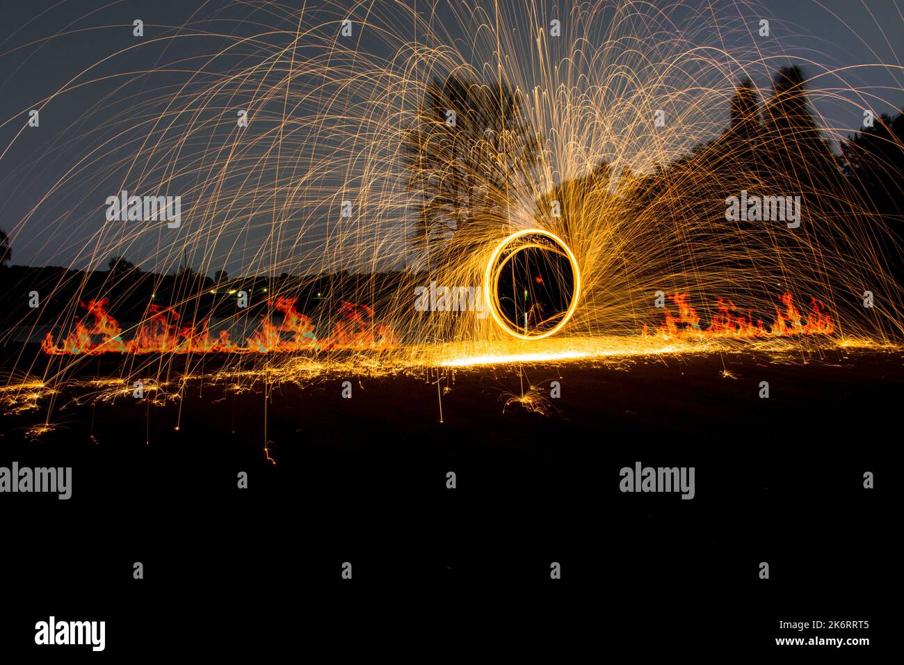 Steel wool Firework Fun with fire and burning steel Lightpainting