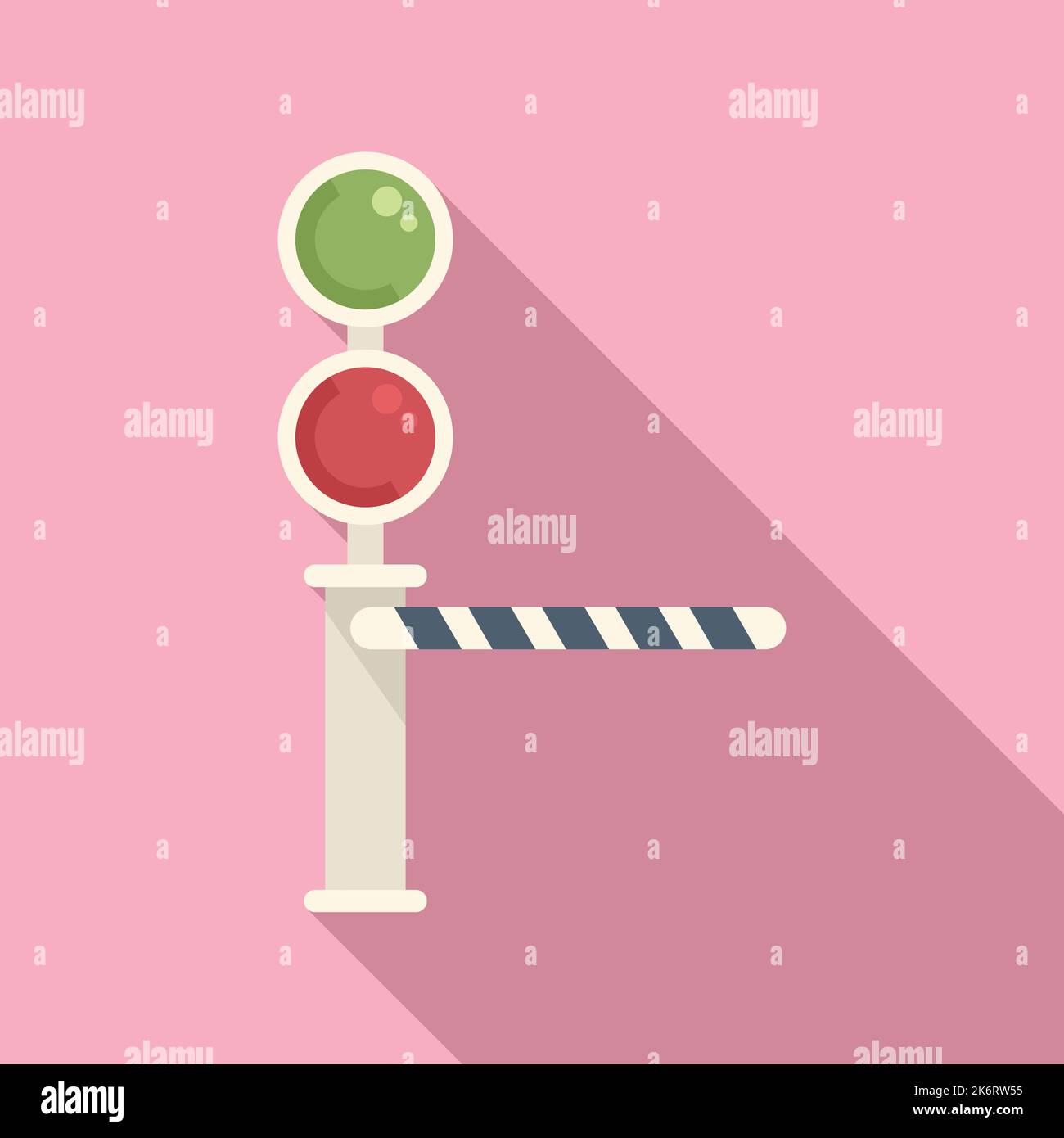 Traffic lights barrier icon flat vector. Train road. Closed railway ...